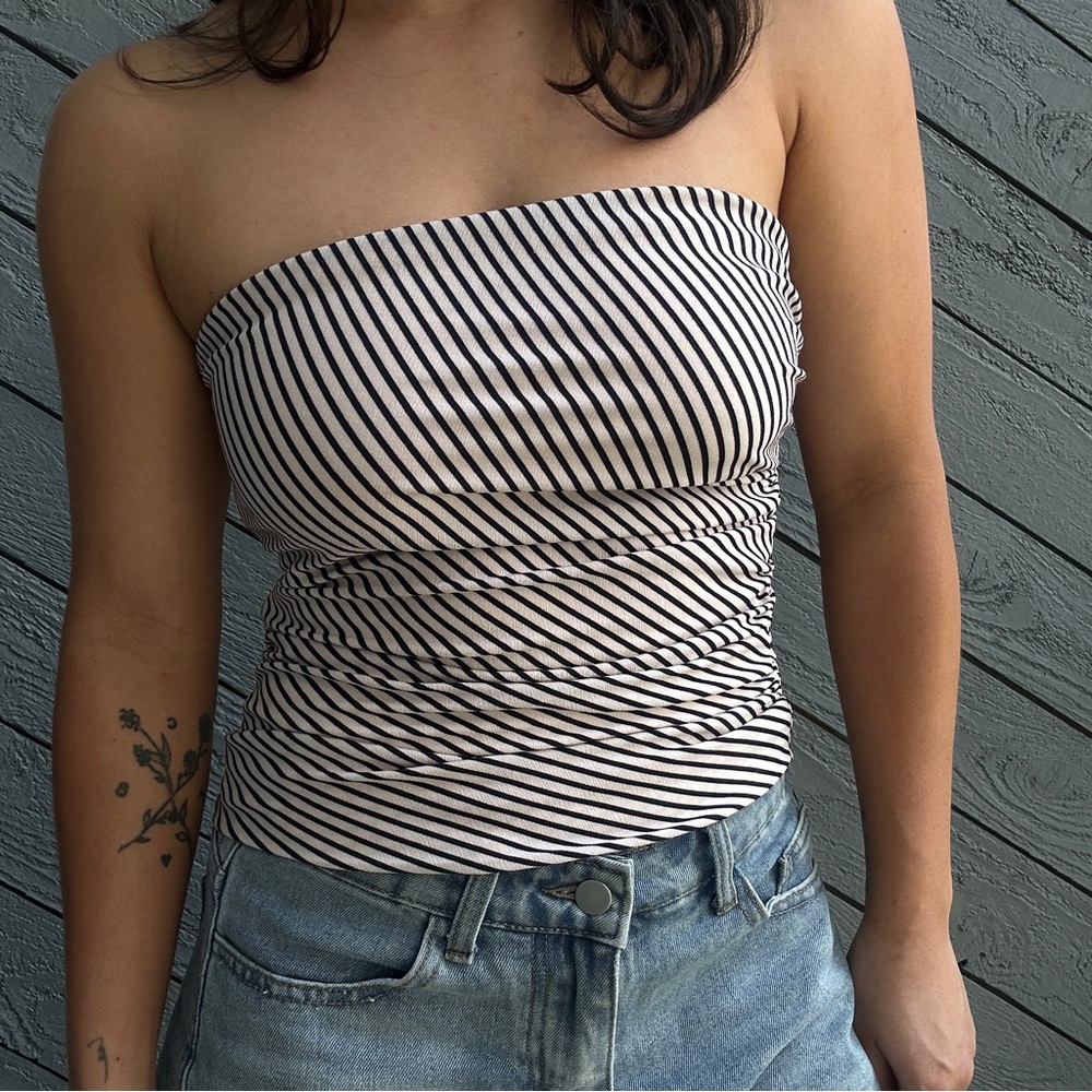 H&M stripe strapless top